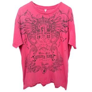 Okaloosa Island Graphic T Shirt Mens Large Red Beach Tourist Tee